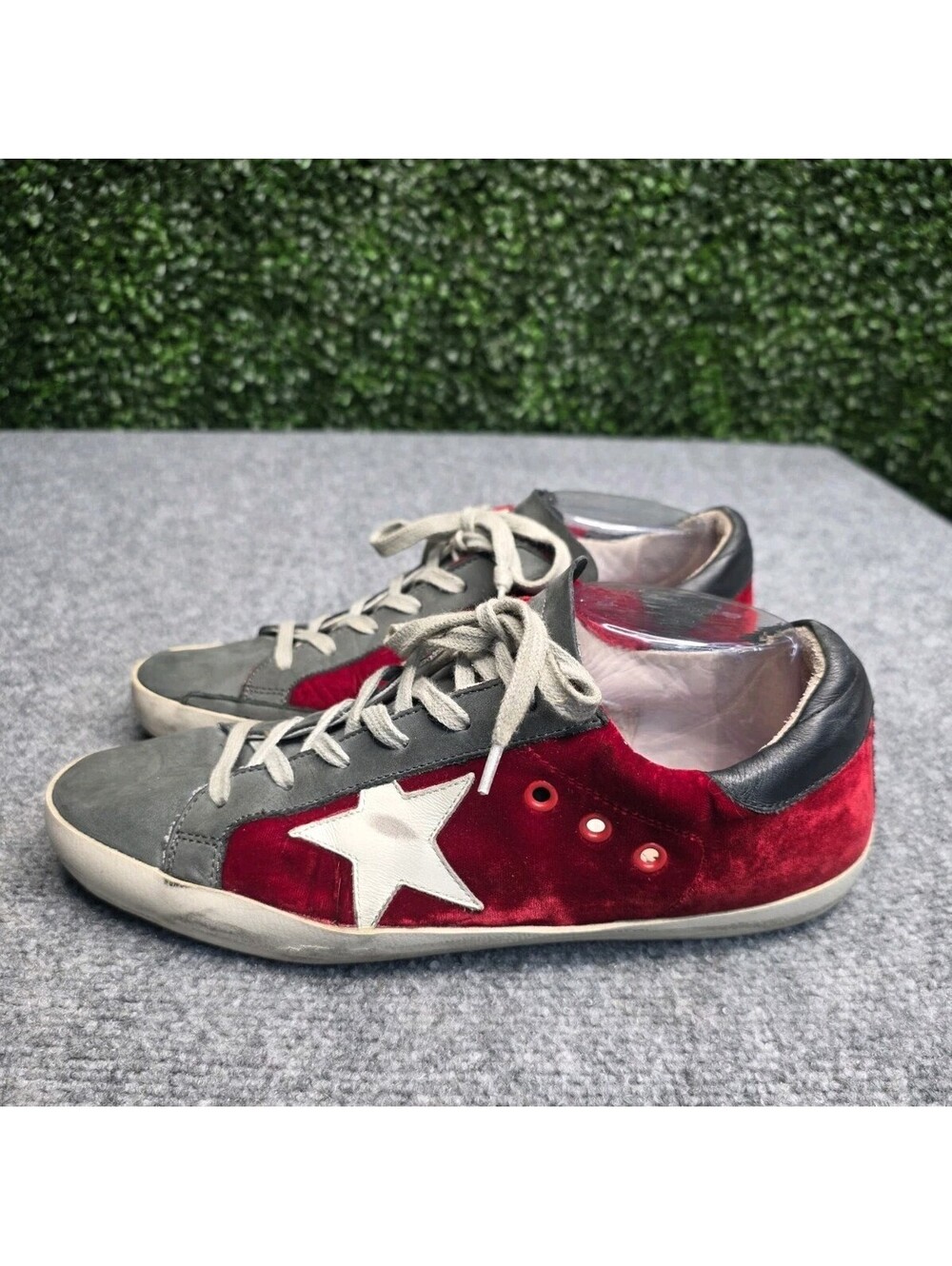GGDB Superstar Low Top Red Velvet Gray Suede Shoes Women Sz 7 No Insoles - Rare